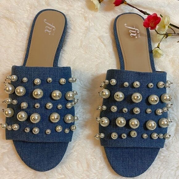 🎁The fix Faris Flat Slide Denim sandals size :9.5 - Picture 8 of 10